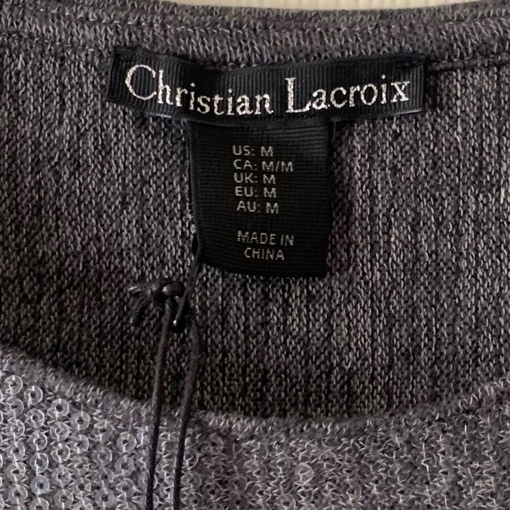 Christian Lacroix Women Grey Wide Leg Pants and Sequin Top, Two pieces set. M - Picture 2 of 16